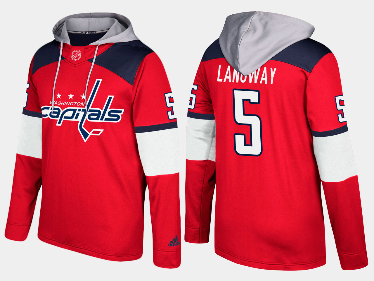 Men NHL Washington capitals retired #5 rod langway red hoodie